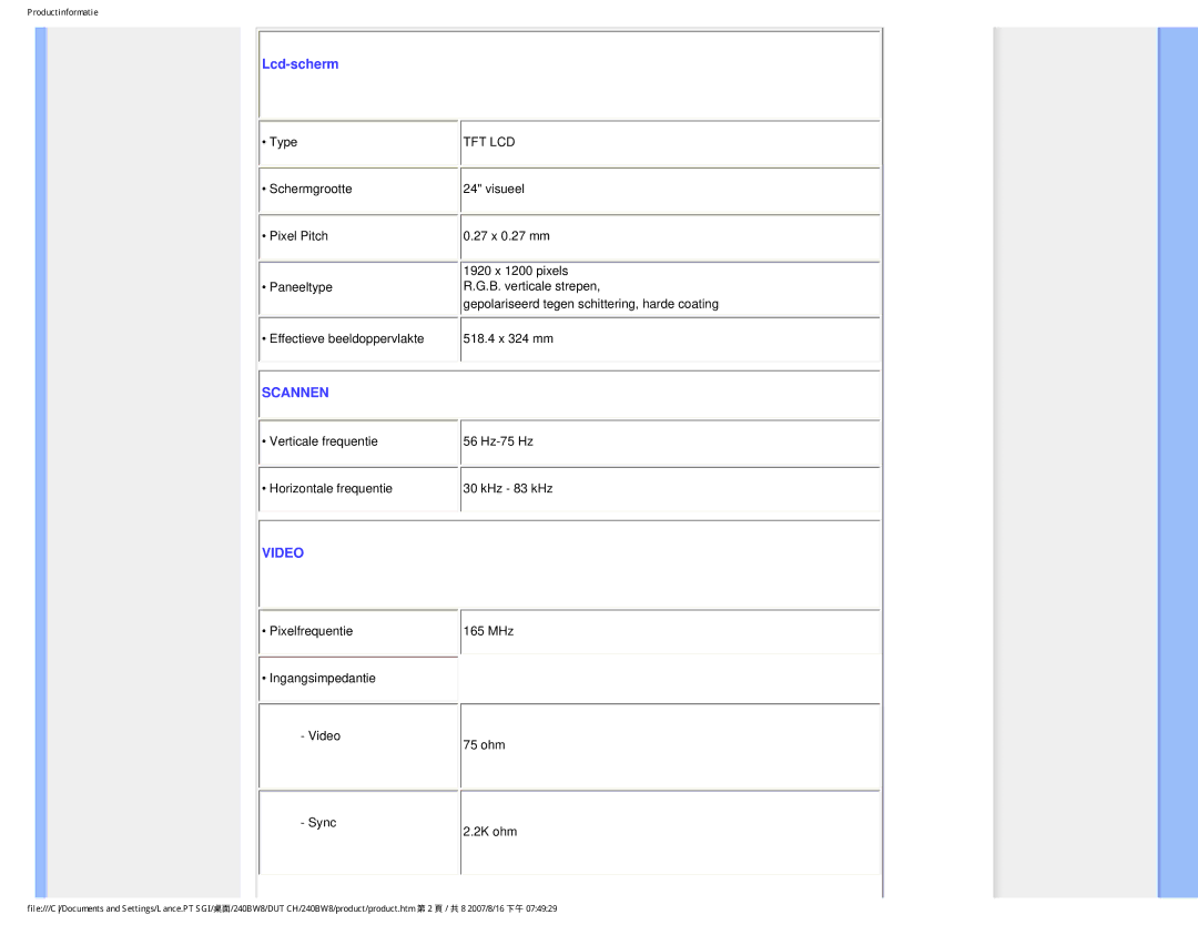 Philips 240BW8 user manual Scannen 