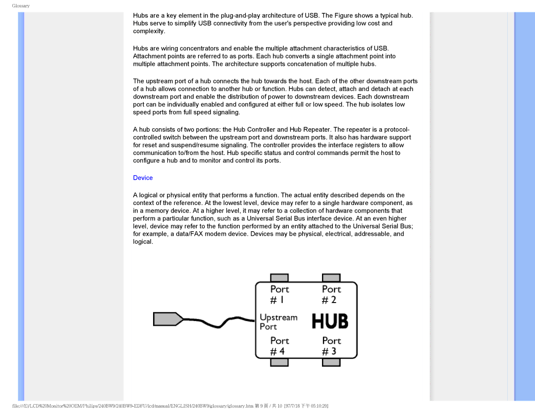 Philips 240BW9-EDFU user manual Device 