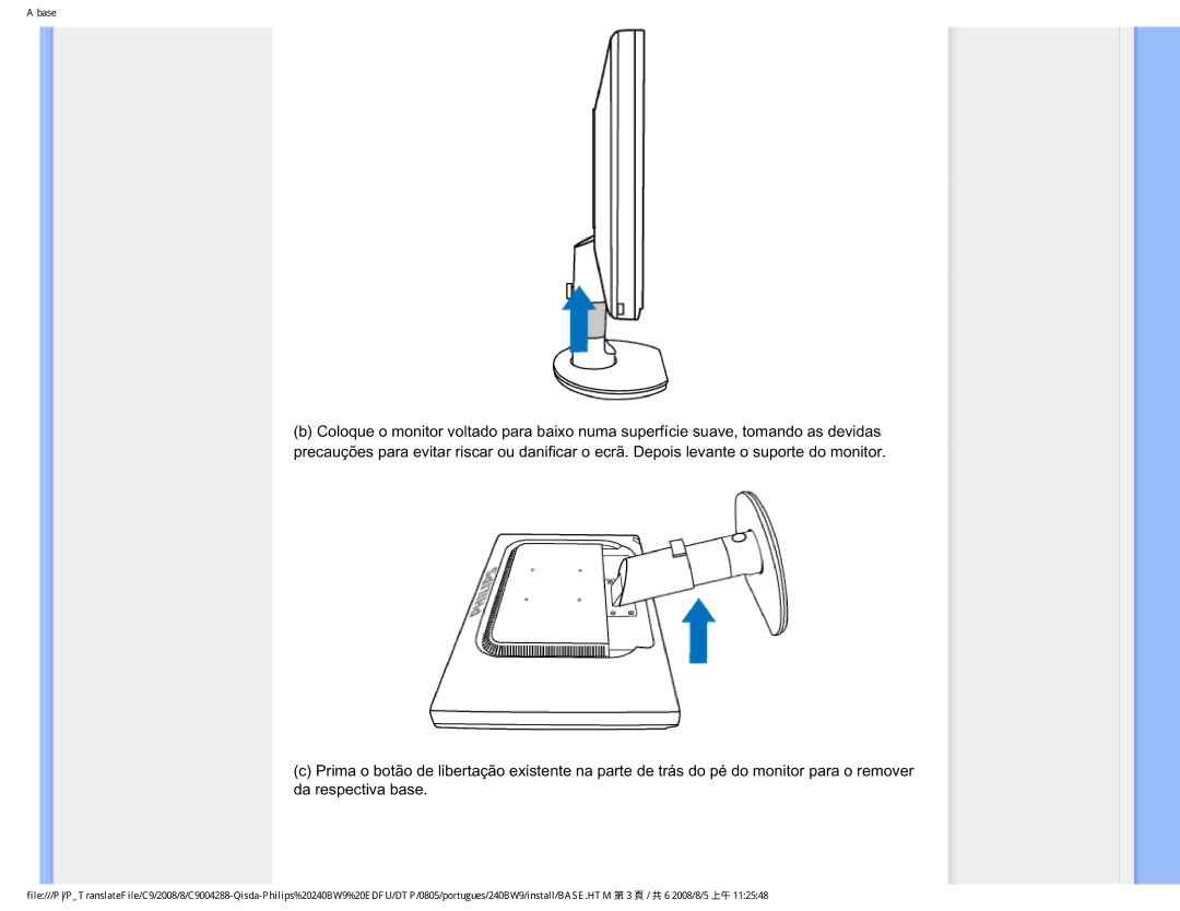 Philips 240BW9 user manual Base 