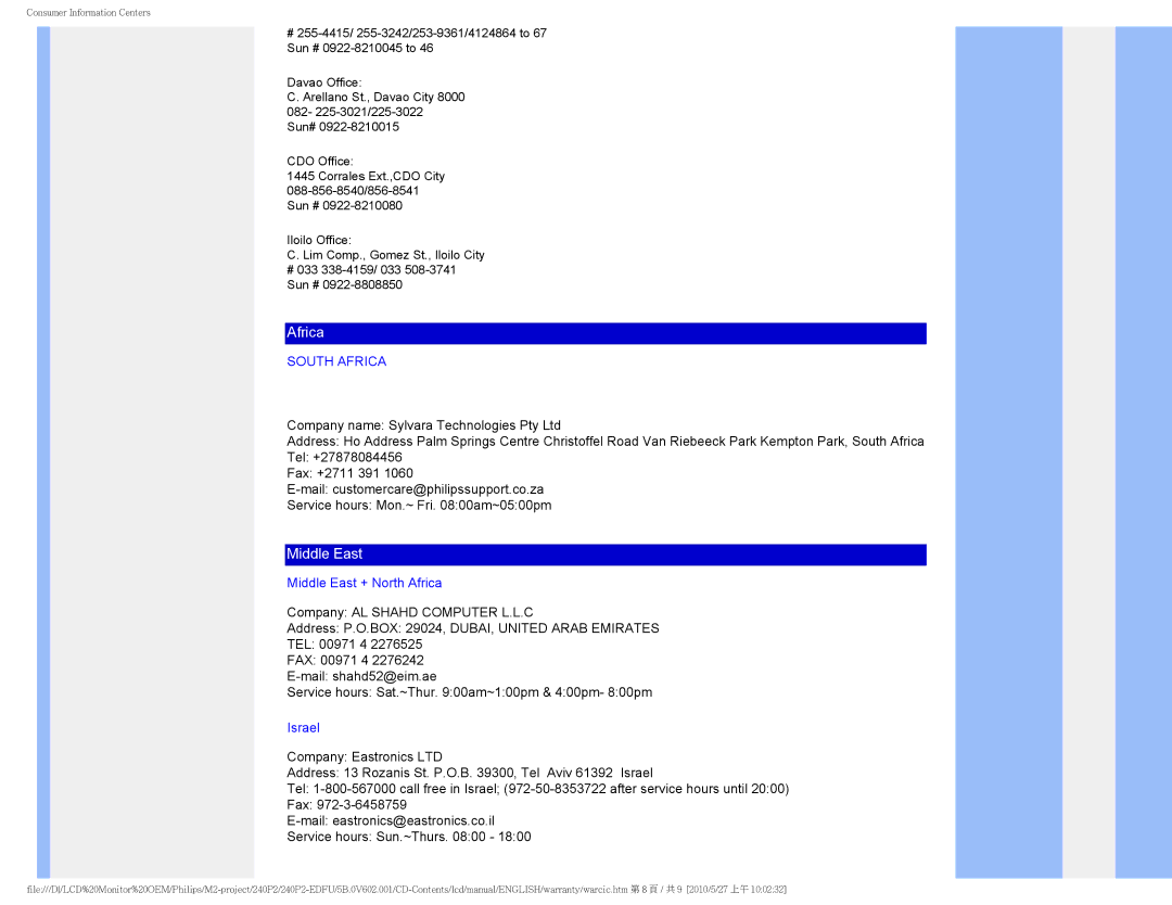 Philips 240P2 user manual Africa 