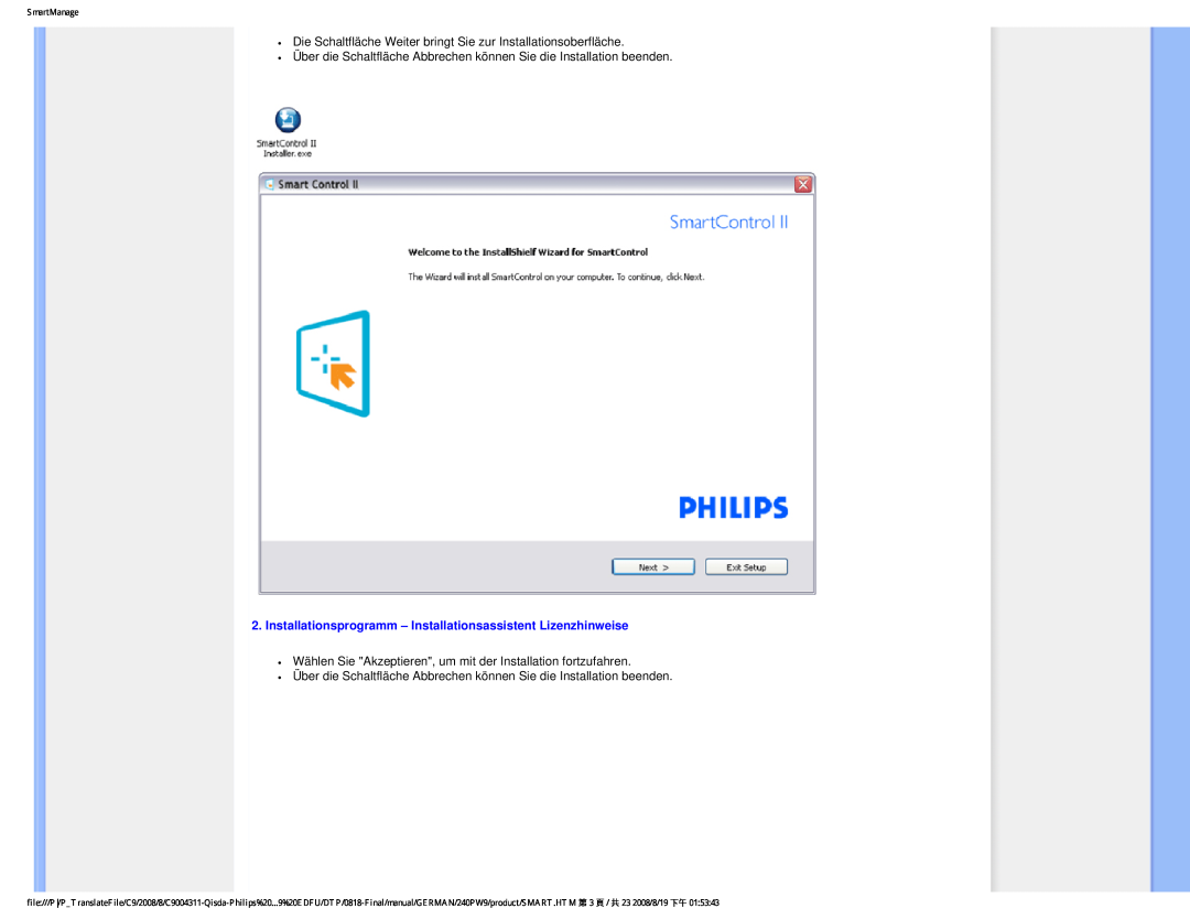Philips 240PW9 user manual SmartManage 