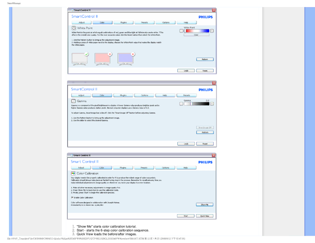 Philips 240PW9 user manual SmartManage 