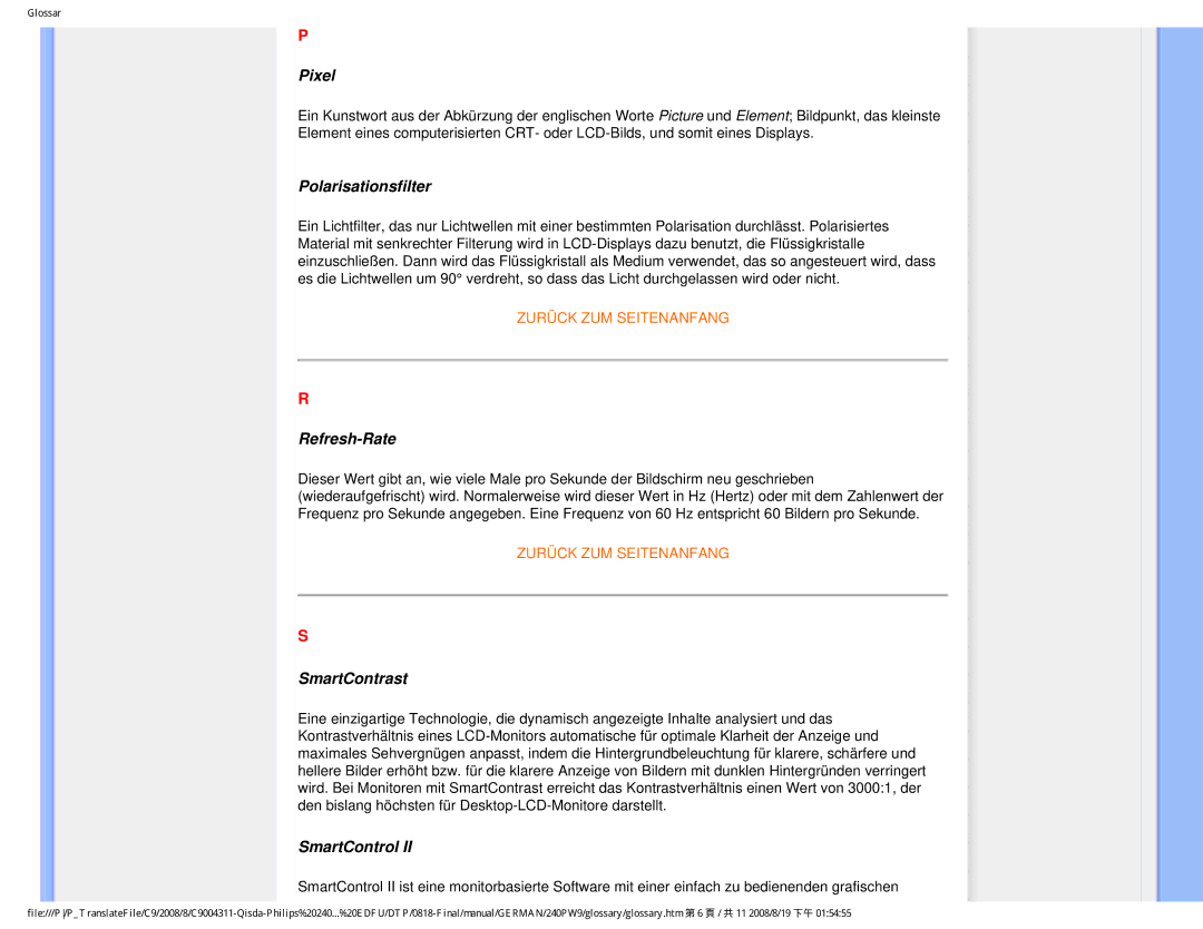 Philips 240PW9 user manual Pixel 