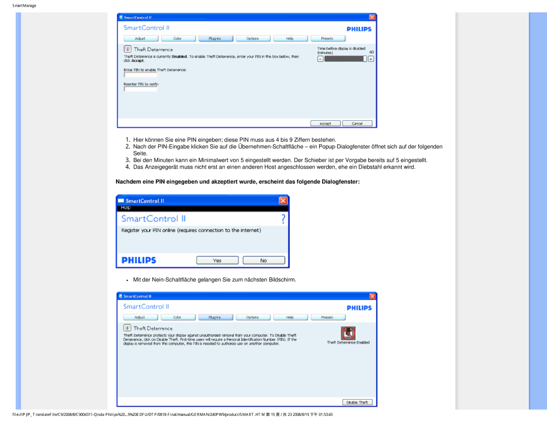 Philips 240PW9 user manual SmartManage 