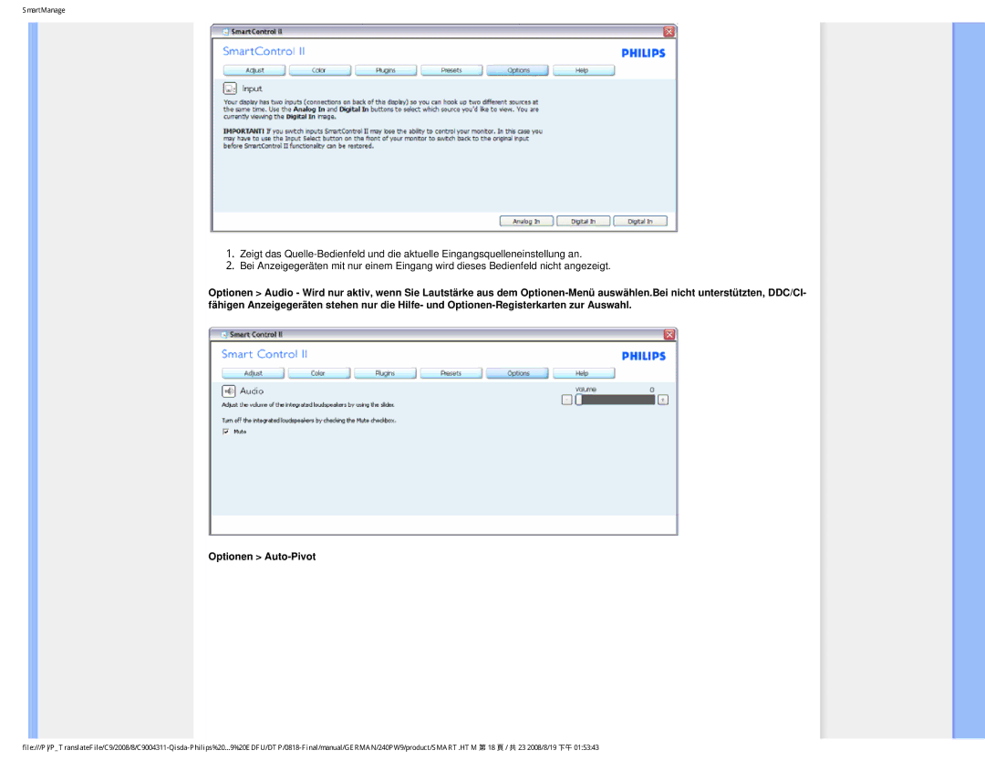 Philips 240PW9 user manual SmartManage 