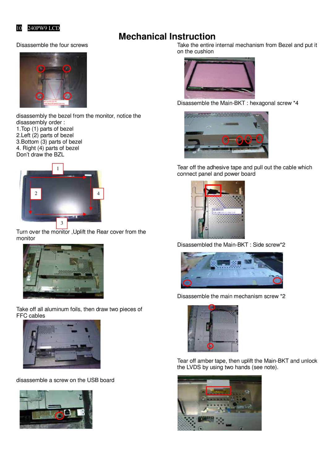 Philips 240PW9ES /00, 240PW9EB/75, 240PW9EB/27, 240PW9EB/00, 240PW9EB/69 manual Mechanical Instruction 