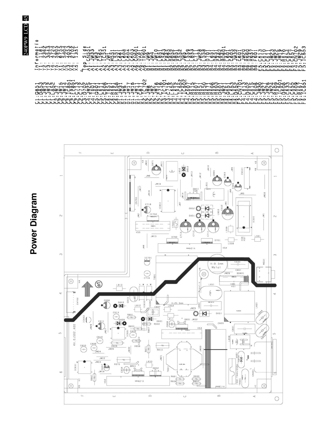 Philips 240PW9ES /00, 240PW9EB/75, 240PW9EB/27, 240PW9EB/00, 240PW9EB/69 manual Power Diagram 