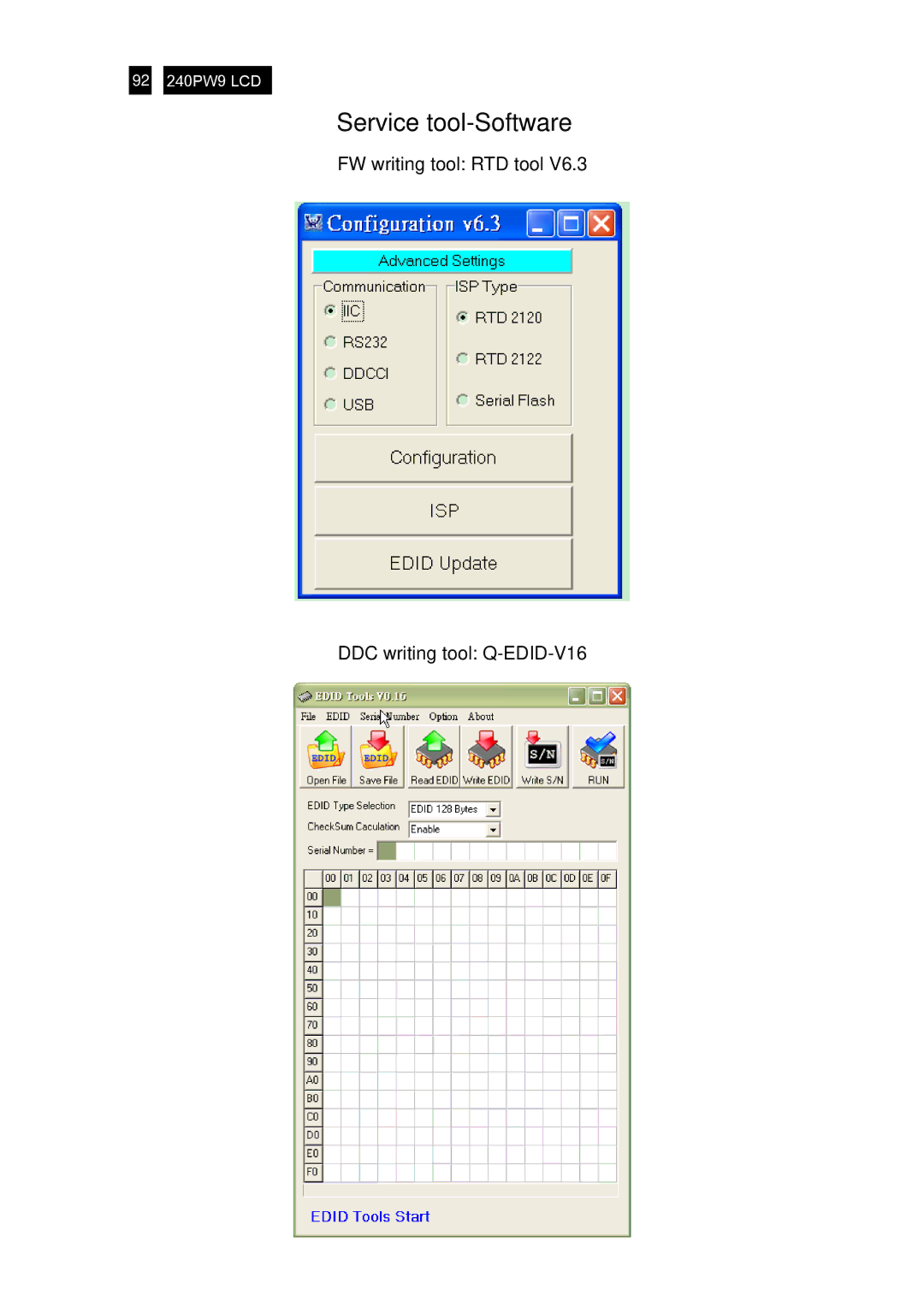 Philips 240PW9EB/27, 240PW9ES /00, 240PW9EB/75, 240PW9EB/00, 240PW9EB/69 manual Service tool-Software 