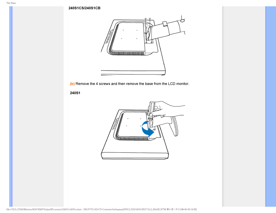 Philips user manual 240S1CS/240S1CB 