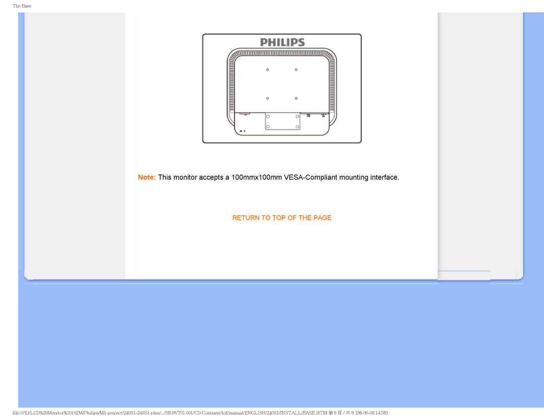 Philips 240S1 user manual Return to TOP 