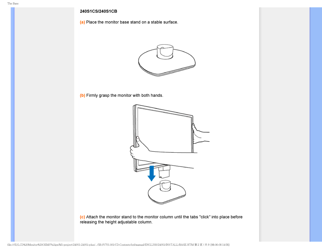 Philips 240S1CB/00 user manual 240S1CS/240S1CB 