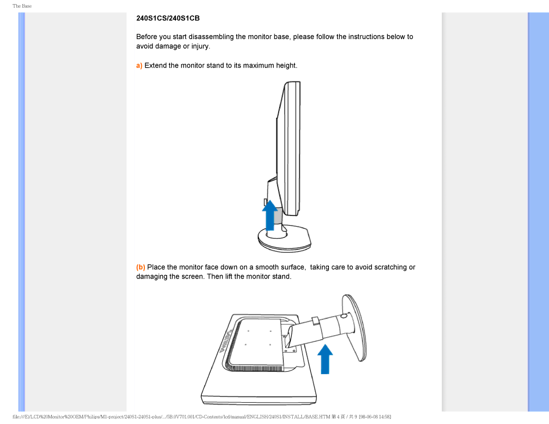 Philips 240S1CB/00 user manual 240S1CS/240S1CB 