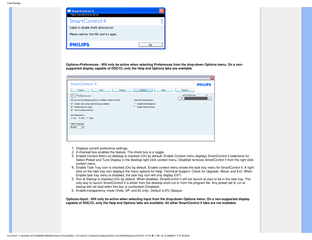 Philips 240SW9 user manual SmartManage 