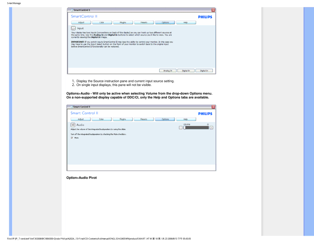 Philips 240SW9 user manual SmartManage 