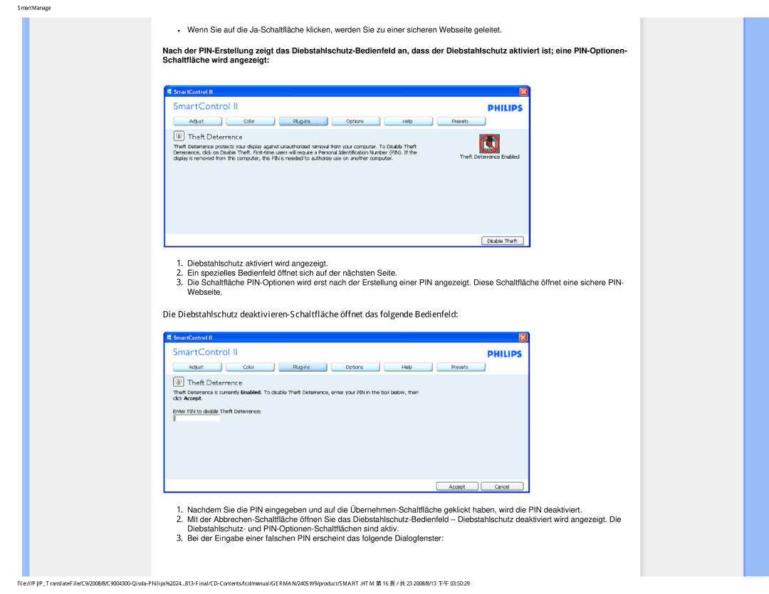 Philips 240SW9 user manual SmartManage 