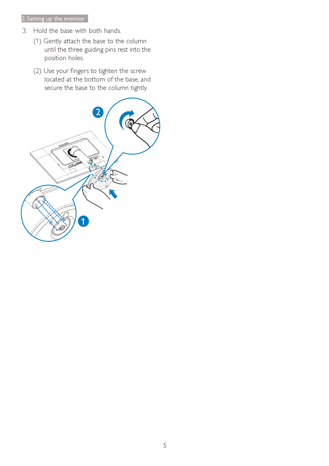 Philips 241B4LPYCB user manual Setting up the monitor 