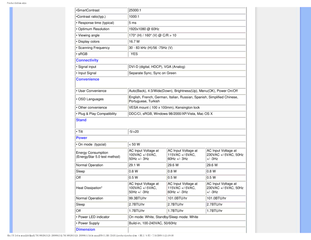 Philips 2.41E+03 user manual Connectivity 