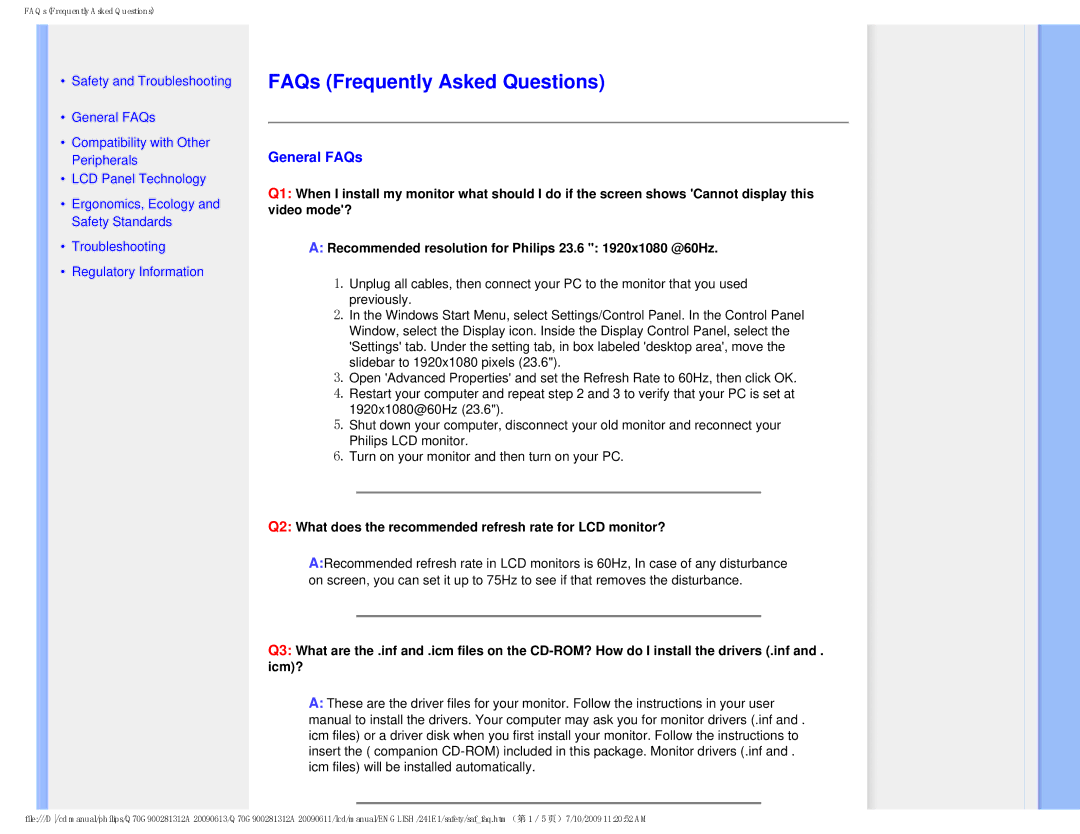 Philips 2.41E+03 user manual FAQs Frequently Asked Questions, General FAQs 