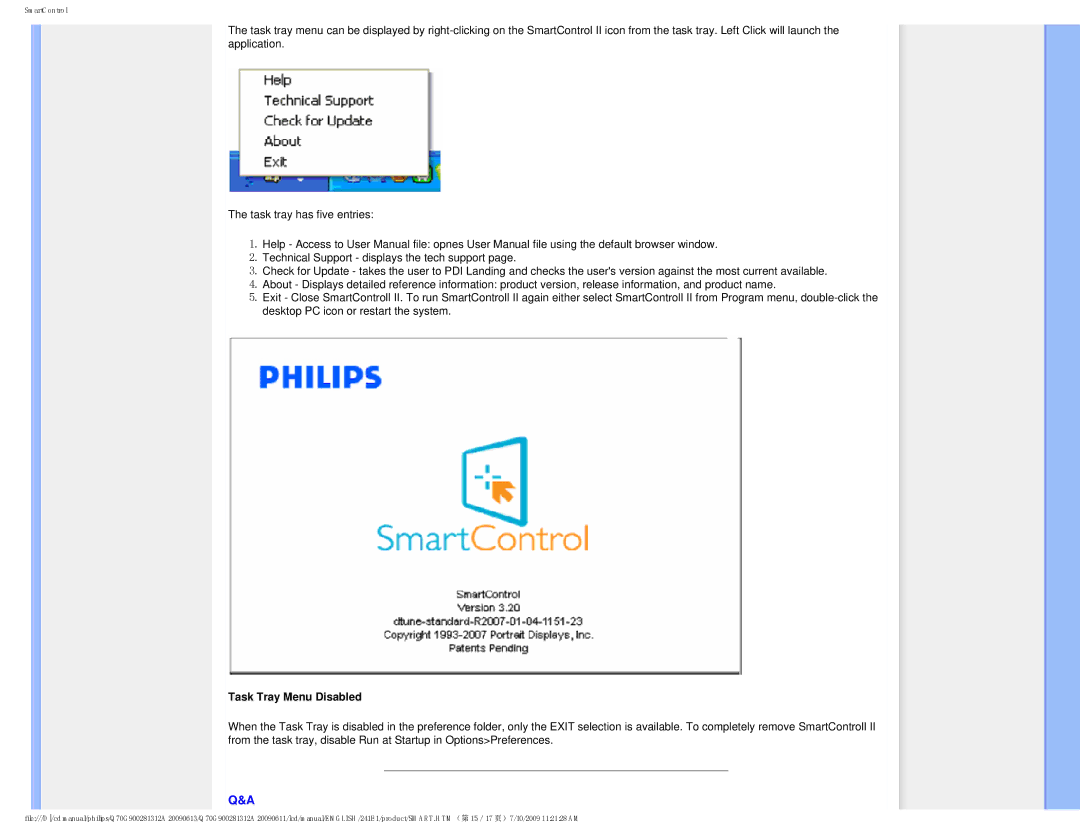 Philips 2.41E+03 user manual Task Tray Menu Disabled 