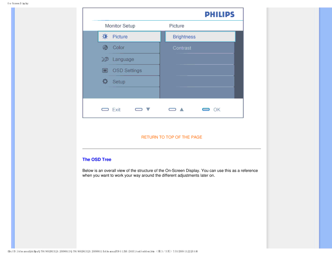 Philips 2.41E+03 user manual OSD Tree 