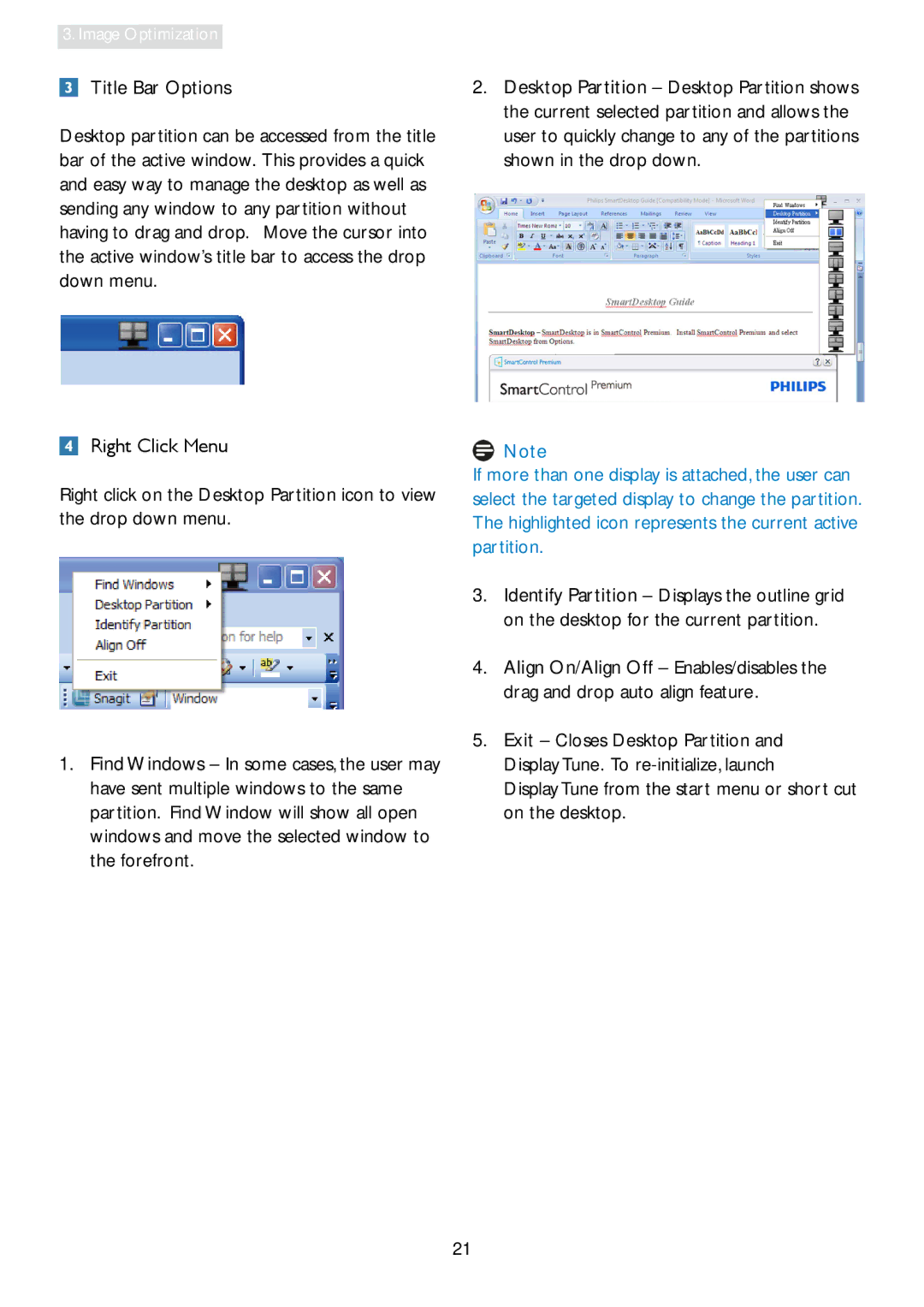 Philips 241P3 user manual Title Bar Options, Display Tune from the start menu or short cut on the desktop 