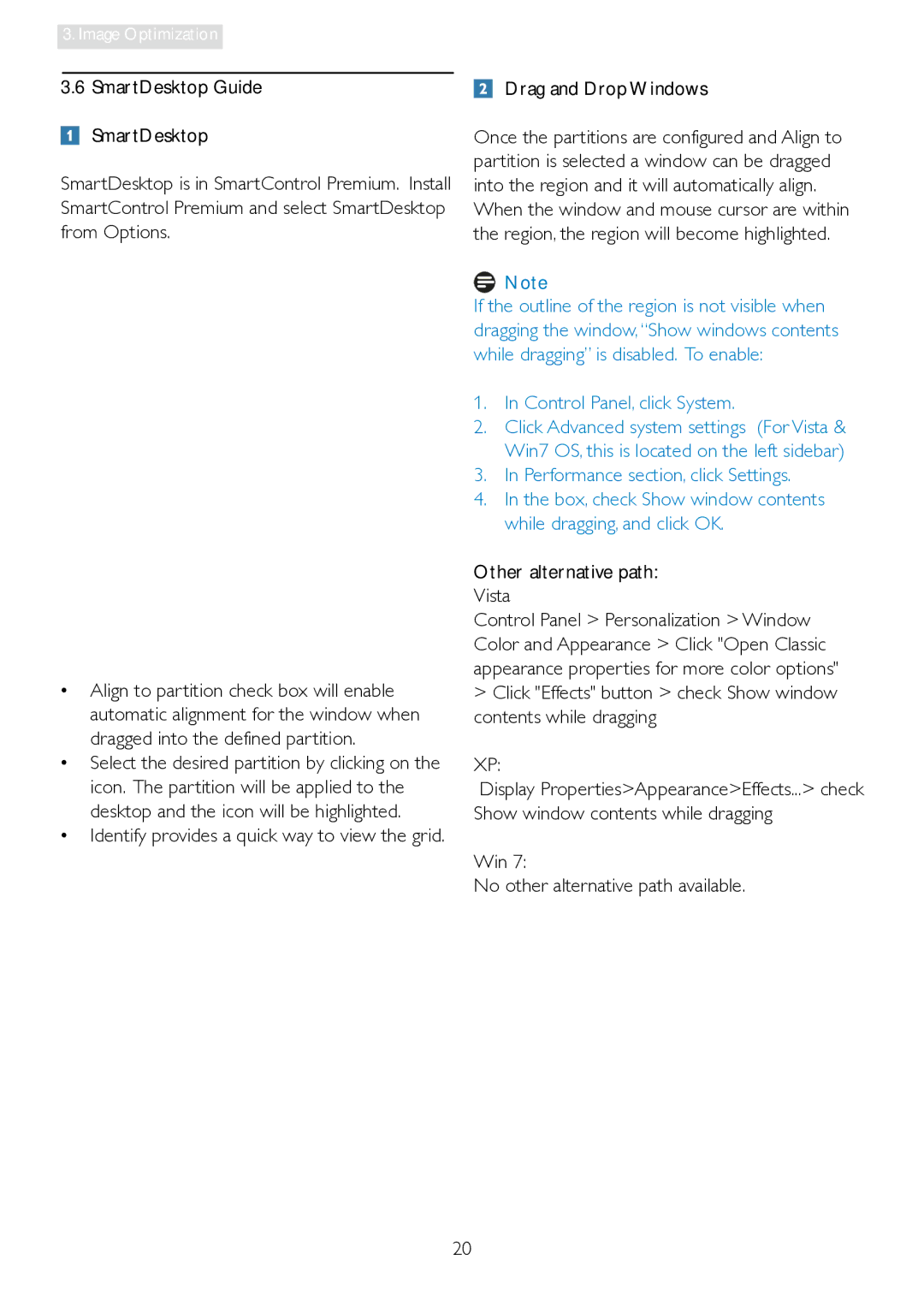 Philips 241P4LRY user manual Drag and Drop Windows, Other alternative path Vista, Win No other alternative path available 