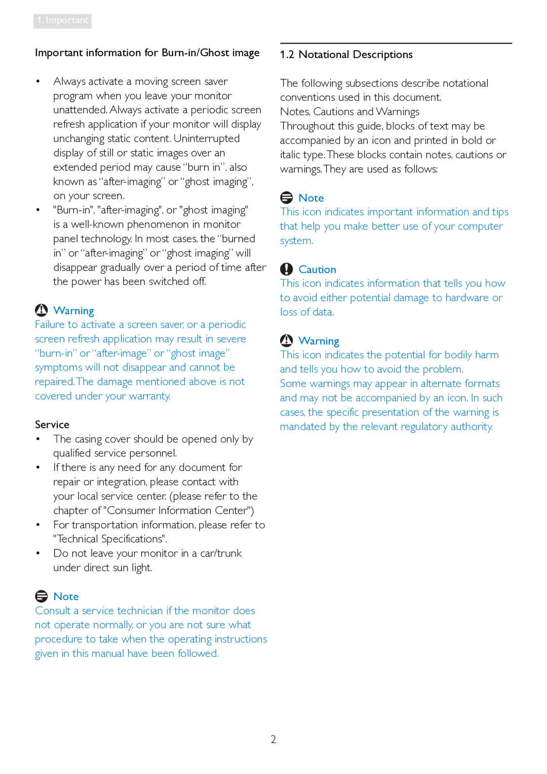 Philips 241P4LRY user manual Notational Descriptions 