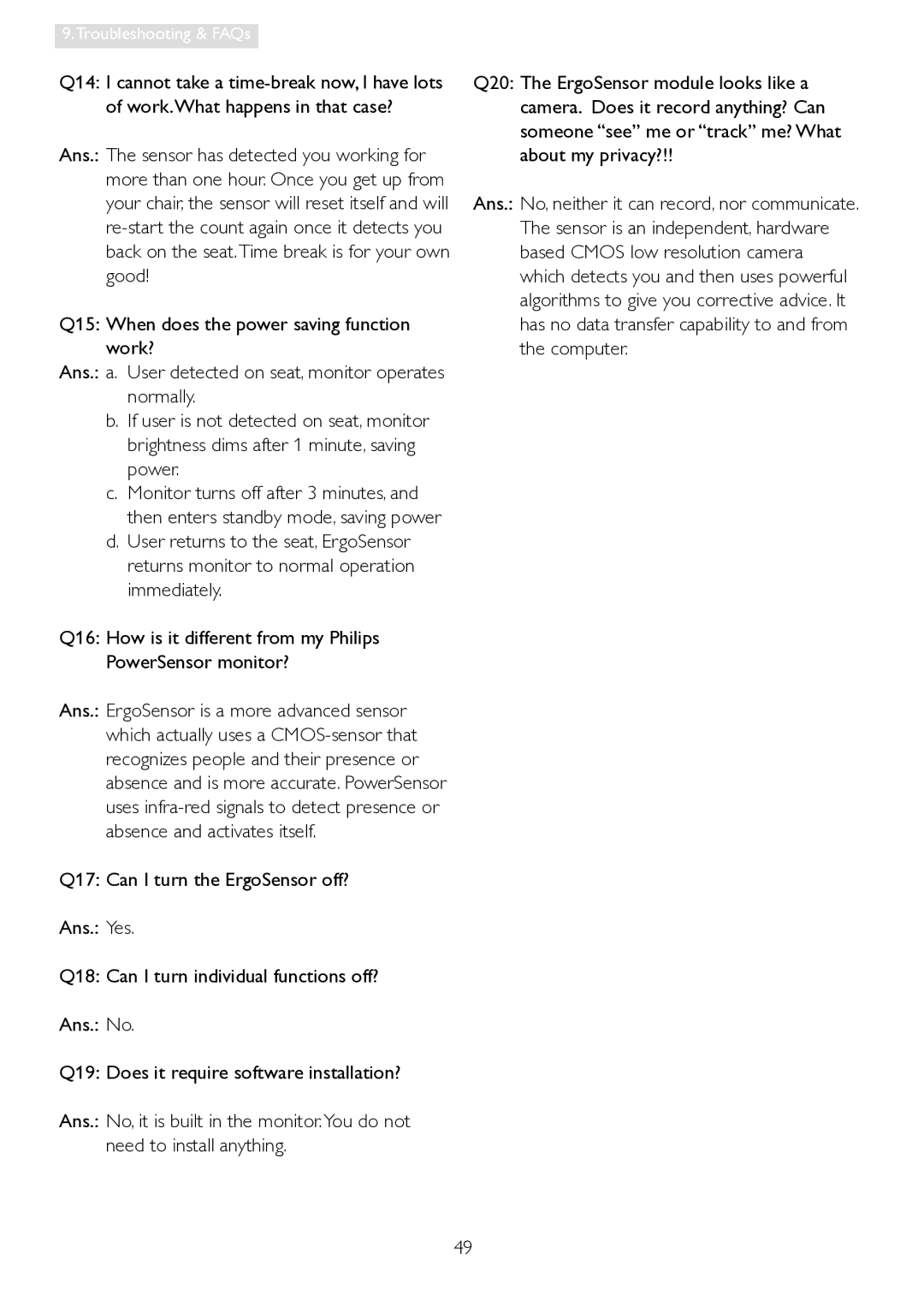 Philips 241P4LRY user manual Troubleshooting & FAQs 