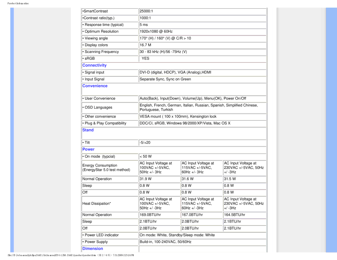 Philips 2.44E+03 user manual Connectivity 