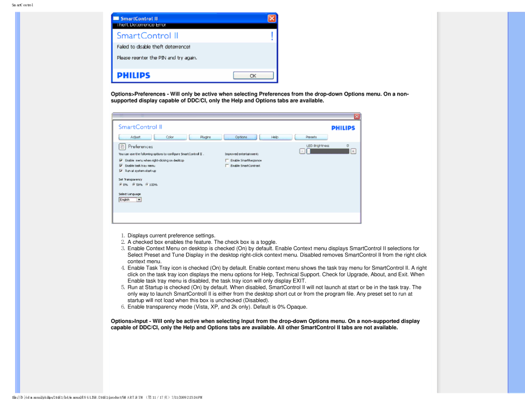 Philips 2.44E+03 user manual SmartControl 