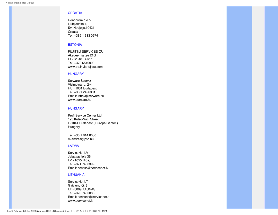 Philips 2.44E+03 user manual Croatia 