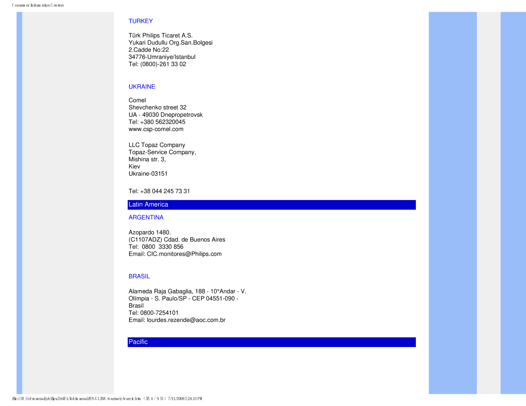 Philips 2.44E+03 user manual Latin America 