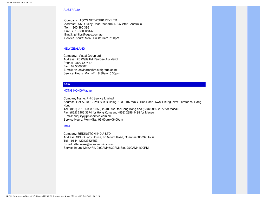 Philips 2.44E+03 user manual Asia 