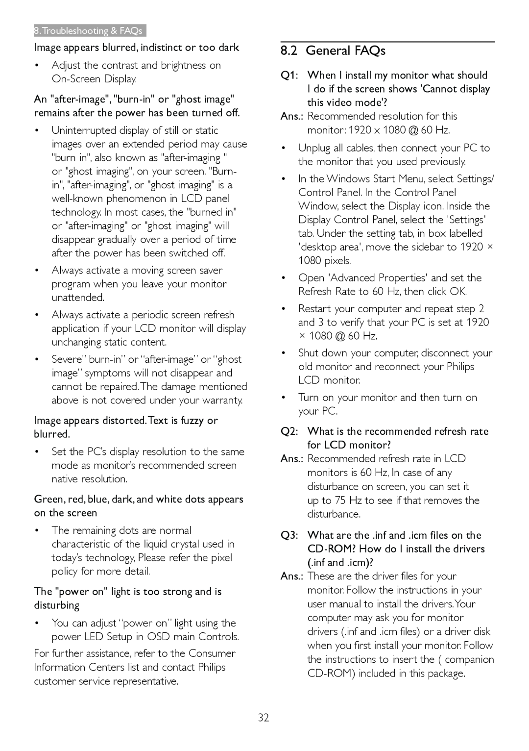 Philips 246V5 user manual General FAQs 