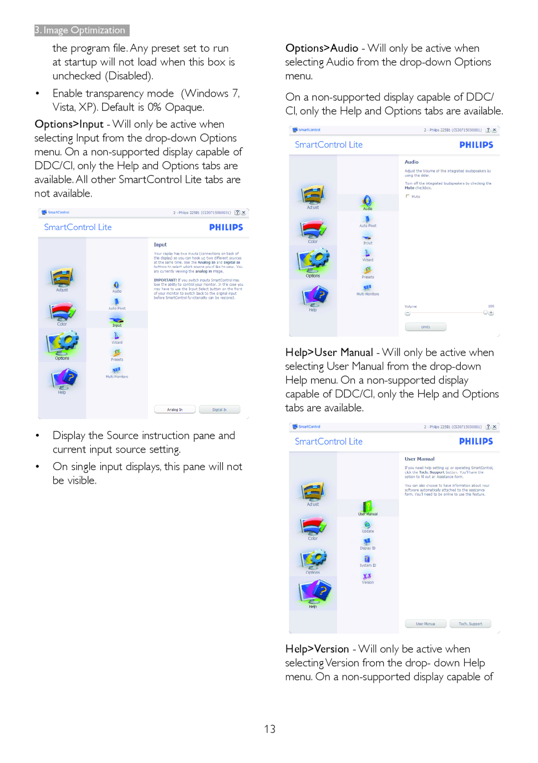 Philips 246V5 user manual Image Optimization 