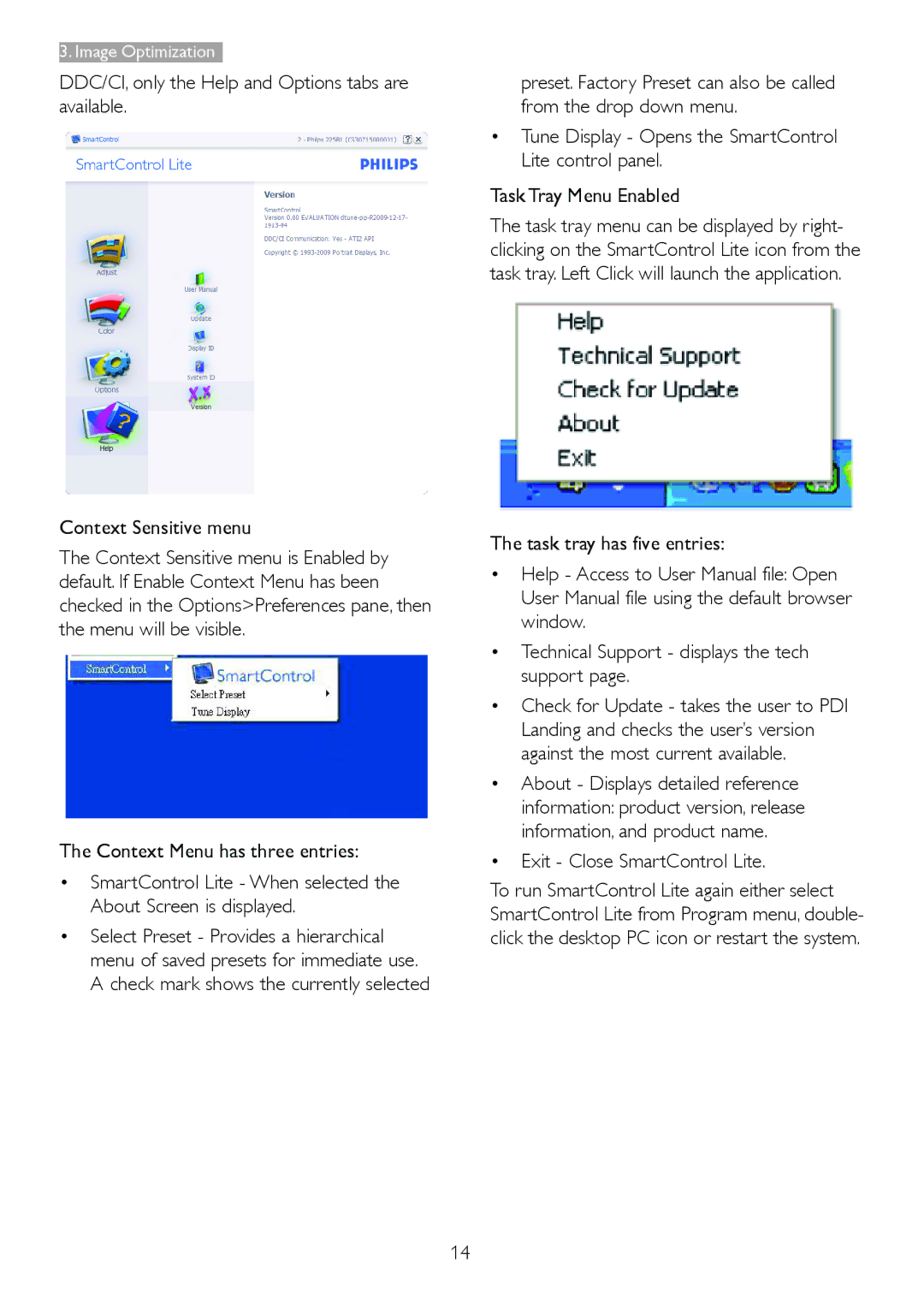 Philips 246V5 user manual Exit Close SmartControl Lite 