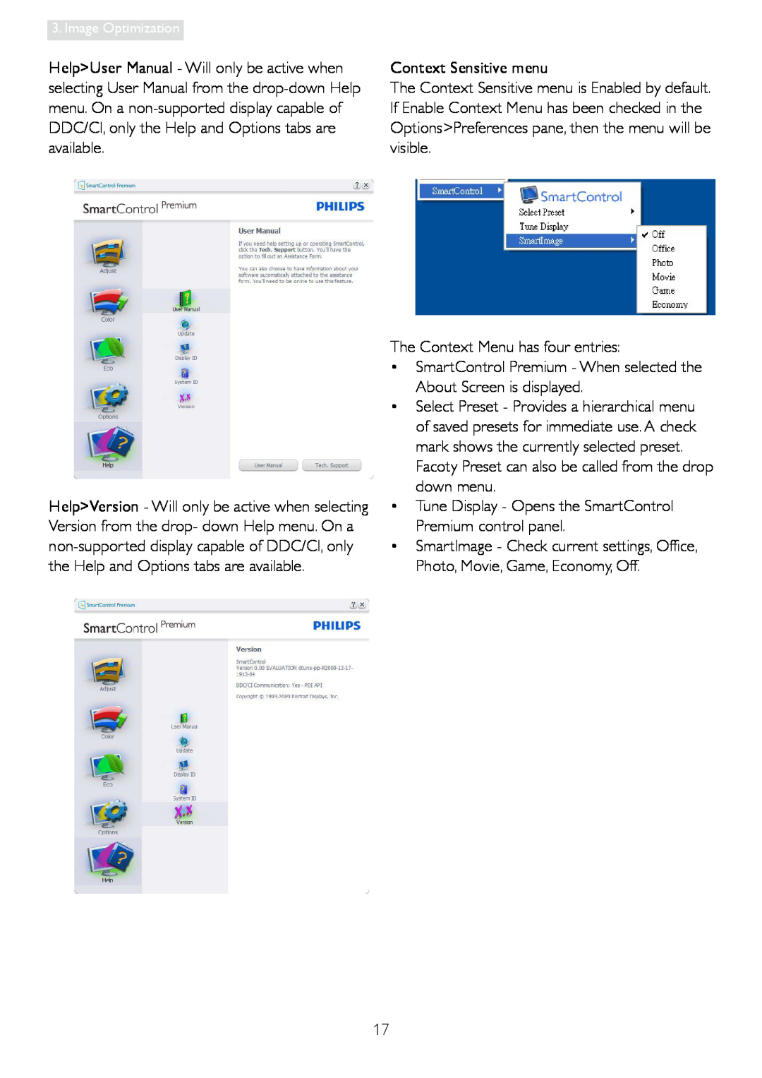Philips 248C3L user manual Context Sensitive menu 