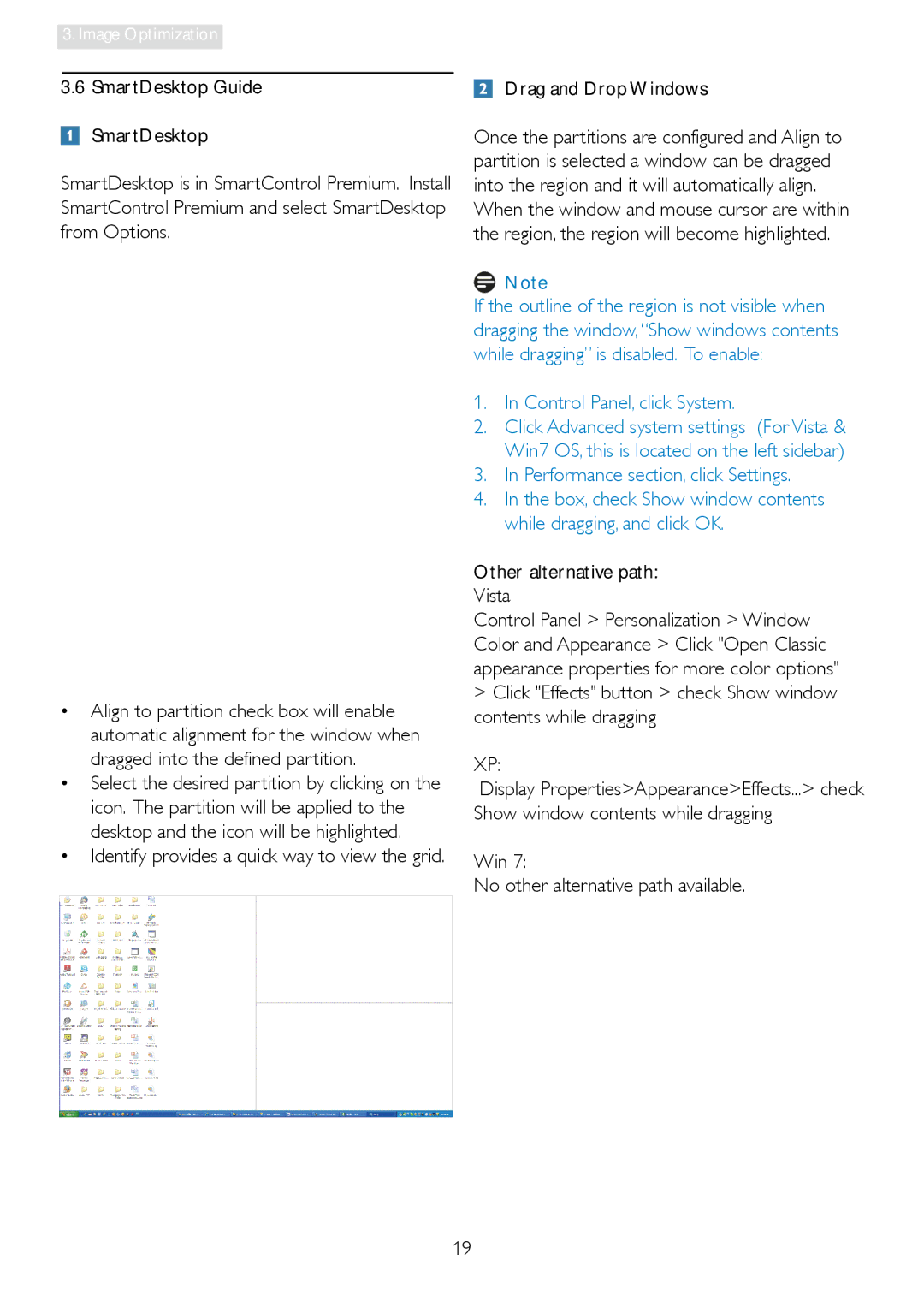 Philips 248C3L user manual Drag and Drop Windows, Other alternative path Vista, Win No other alternative path available 