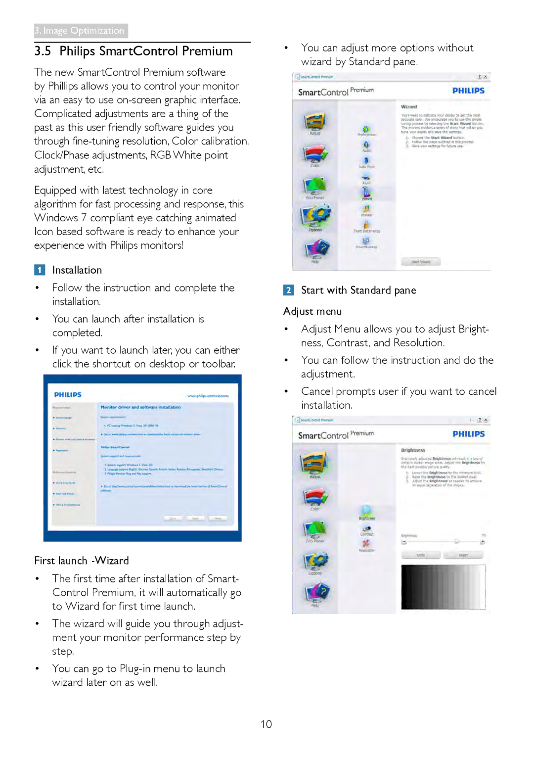 Philips 249C4Q user manual Philips SmartControl Premium, First launch -Wizard 