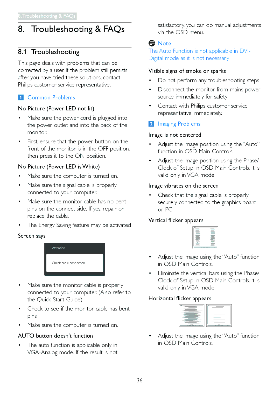 Philips 249C4Q user manual Troubleshooting & FAQs 