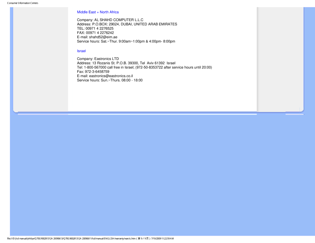 Philips 24IEI user manual Middle East + North Africa 