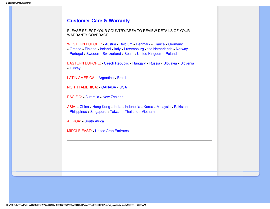 Philips 24IEI user manual Customer Care & Warranty, North America Canada Usa, Warranty Coverage 