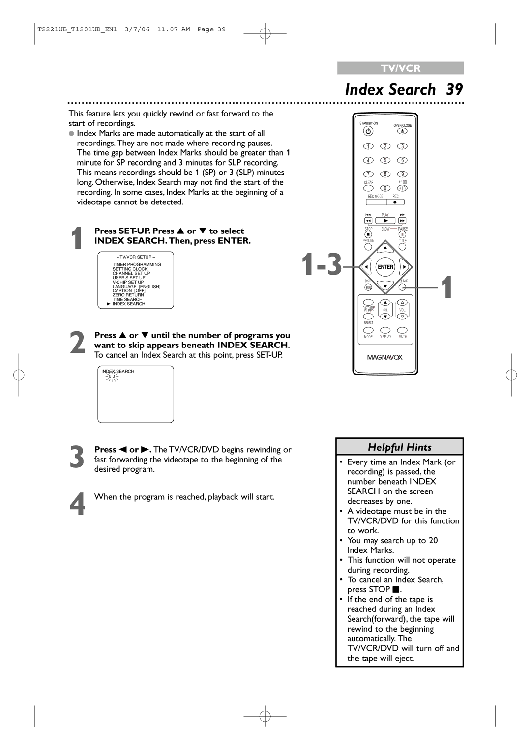 Philips 20MC4306, 24MC4306 quick start Index Search, Index SEARCH. Then, press Enter 