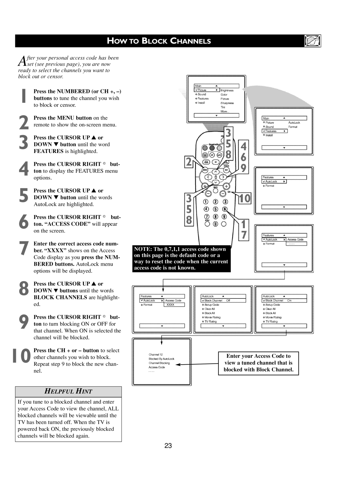 Philips 24PT6341/37 user manual HOW to Block Channels 