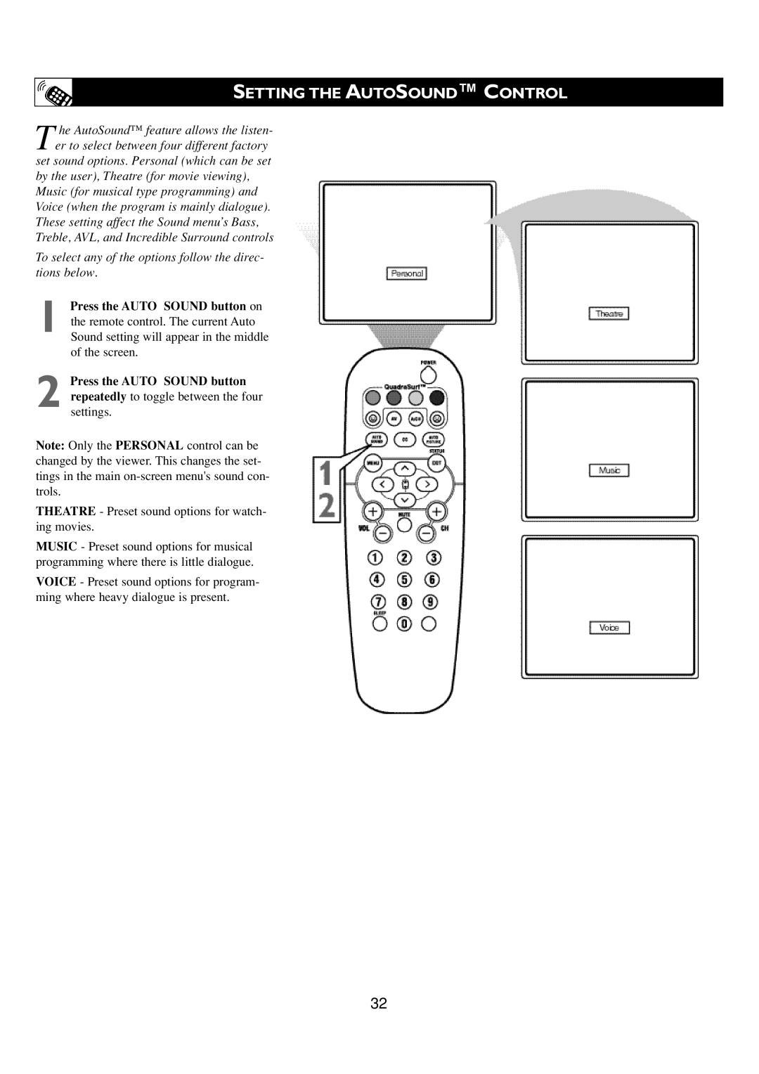 Philips 24PT6341/37 user manual Setting the Autosound Control 