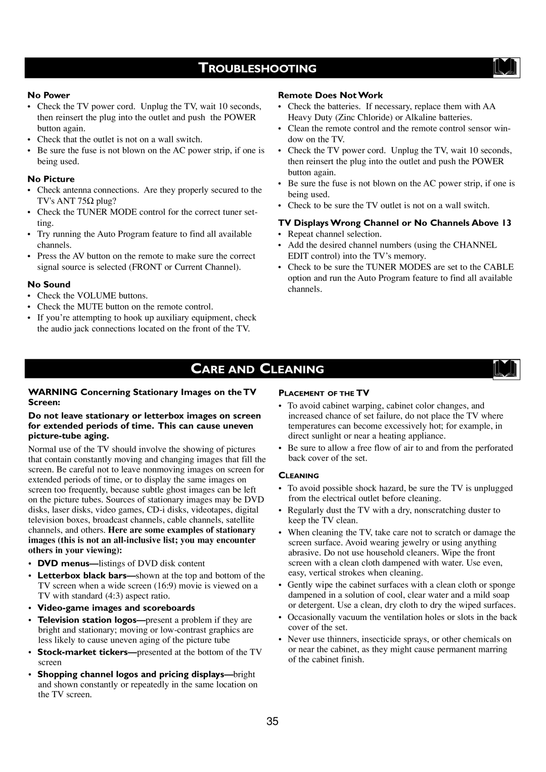 Philips 24PT6341/37 user manual Troubleshooting, Care and Cleaning 