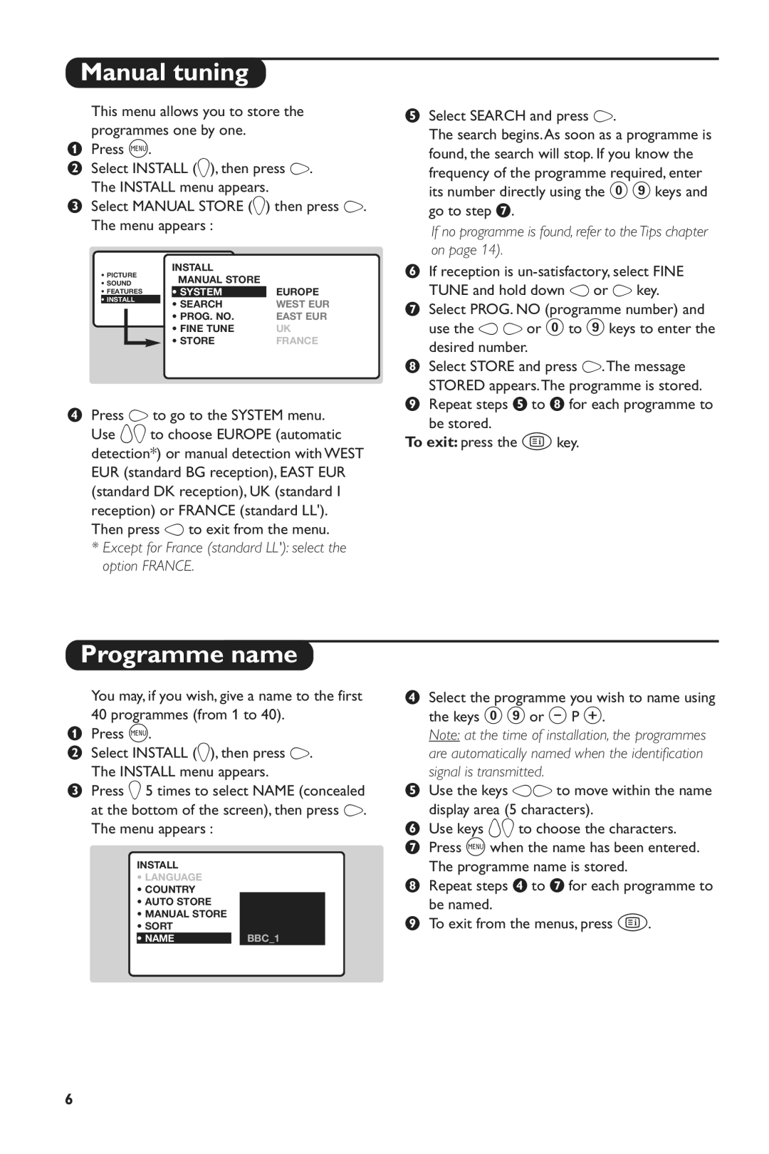 Philips 24PW6005/58 manual Manual tuning, Programme name 