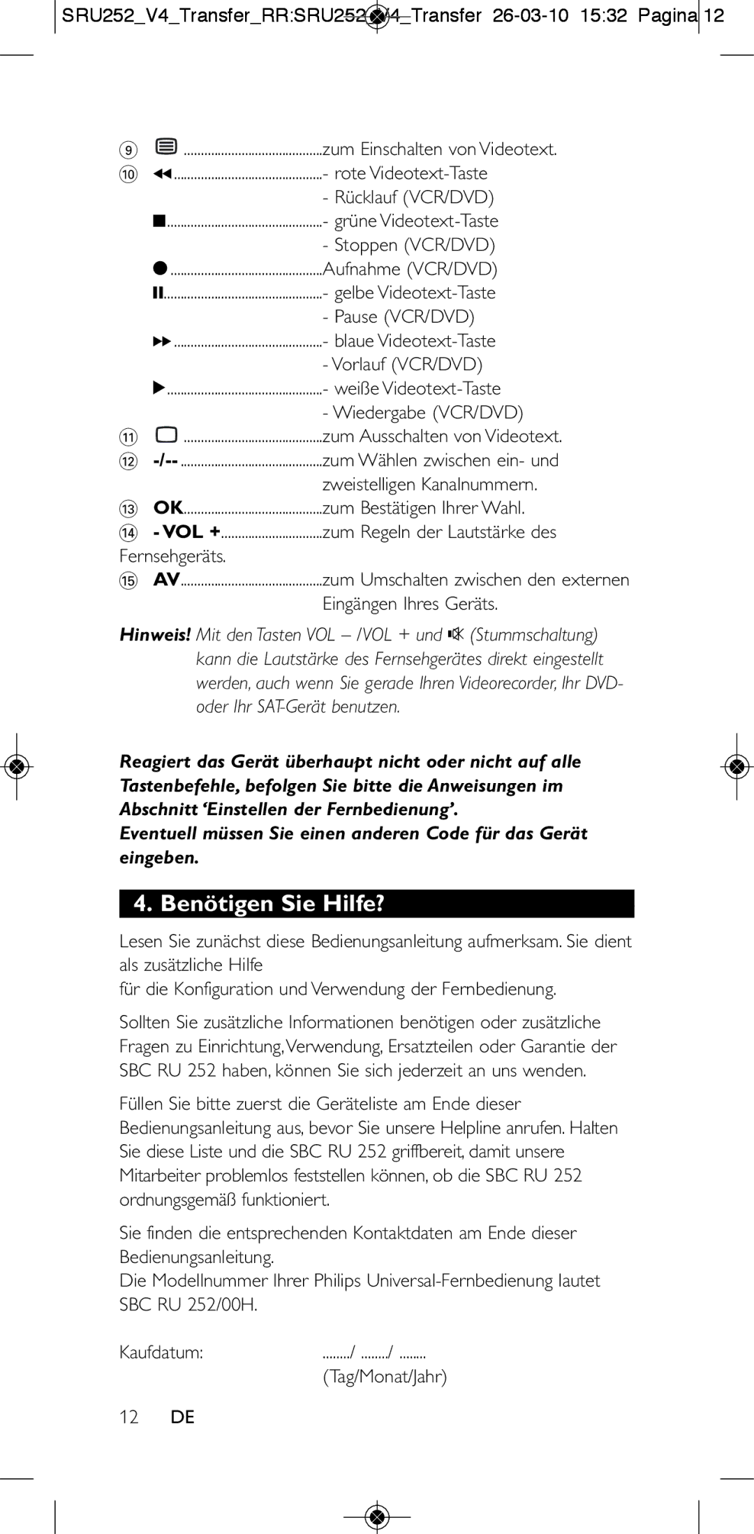 Philips 252/0OH user manual Benötigen Sie Hilfe? 