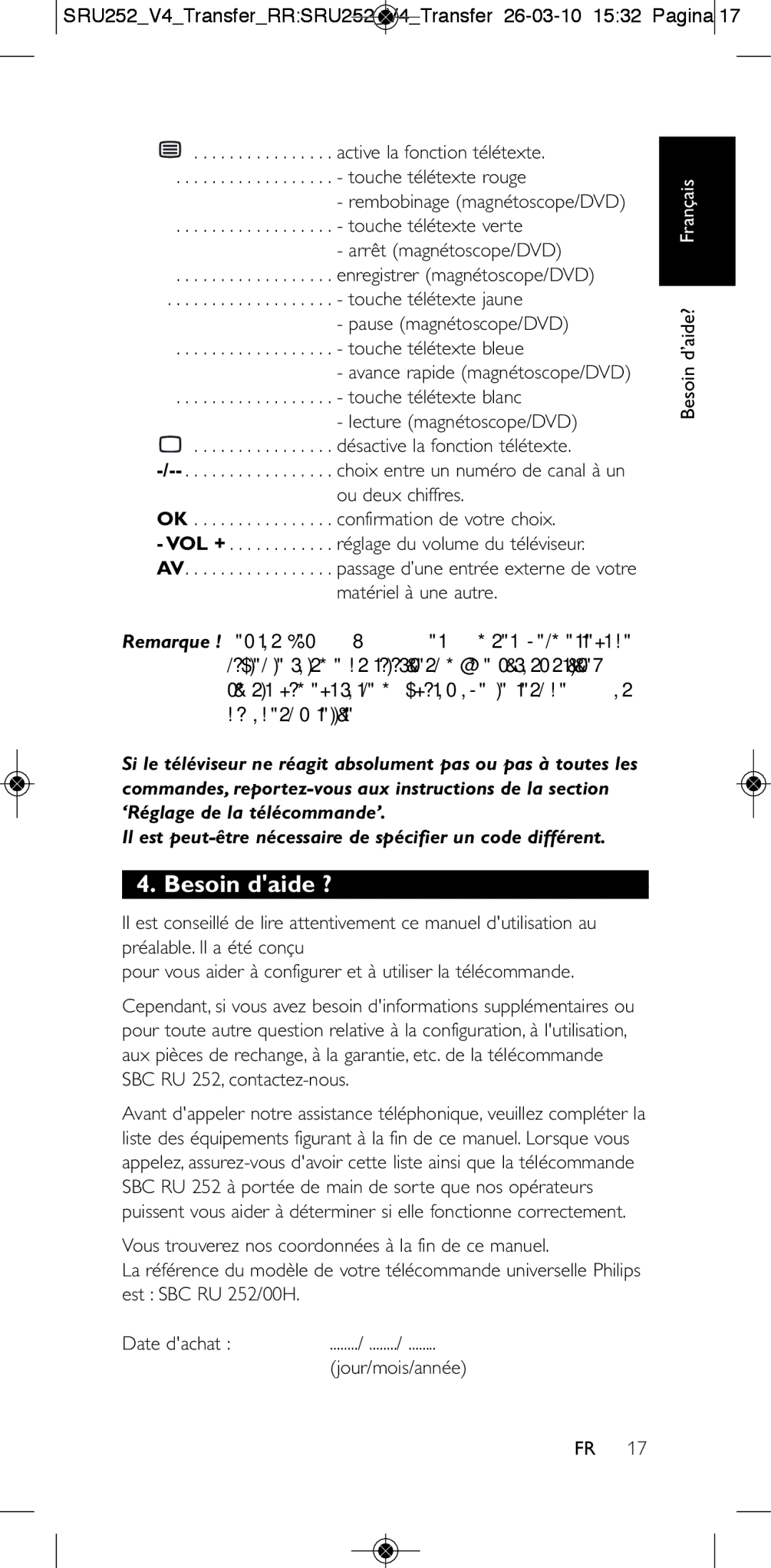 Philips 252/0OH user manual Besoin daide ? 