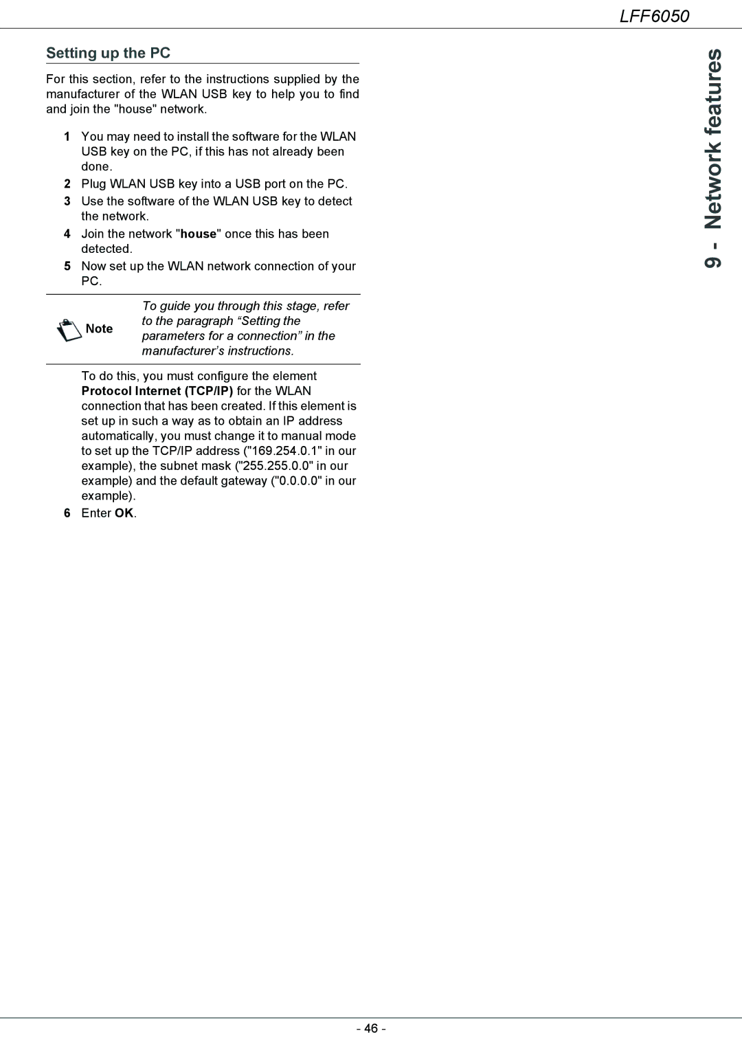 Philips LFF 6050, 253118301-A user manual Network features, Setting up the PC 